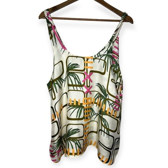 Be Parisian 100% French Silk Twist Tank Top Blouse Botanical Floral Medium Large - Picture 3 of 11
